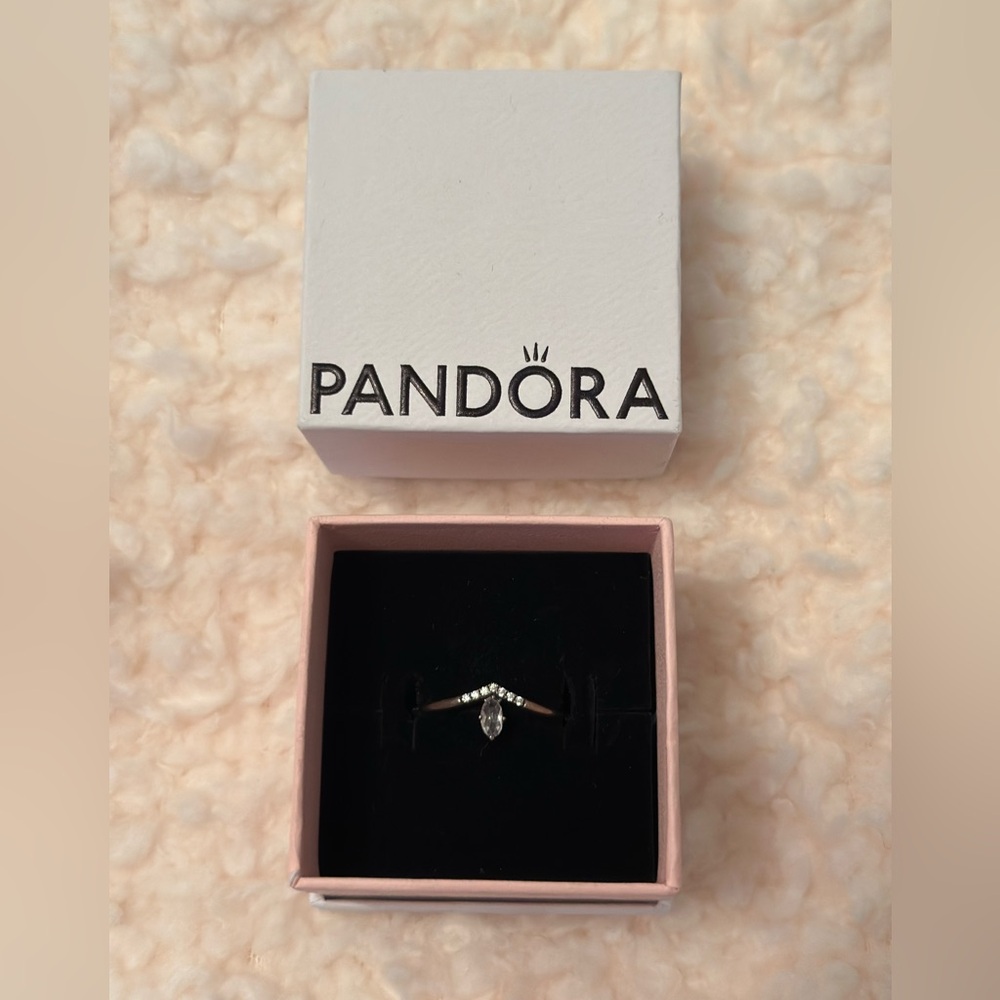 Pandora Silver Ring with Sparkling Accents